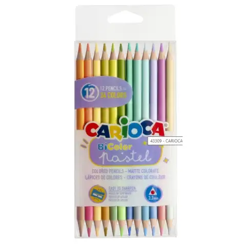 Bi-Color 12er-Set Pastellfarben doppelseitige Buntstifte - Carioca