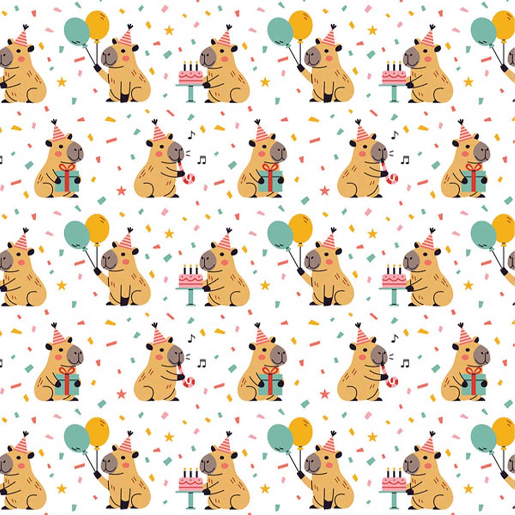 Geburtstags-Geschenkpapier mit Capybara-Motiv 100 × 70 cm