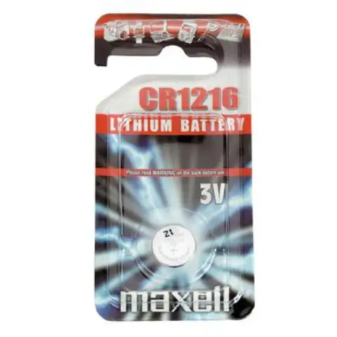 Maxell: Alkalische Lithium-Knopfzelle CR1216 1 Stück in Blisterverpackung