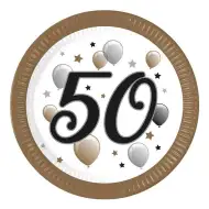 "50" Jahre beschriftete Pappteller 8er-Set 23cm
