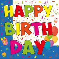 "Happy Birthday" beschriftetes Papierserviettenset – 2-lagig, 33x33 cm, 20 Stück