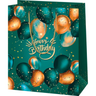 Alles Gute zum Geburtstag – exklusive grüne Geschenktasche in Normalgröße 11 x 6 x 14 cm