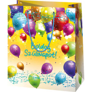 Alles Gute zum Geburtstag! Gelbe exklusive große Geschenktasche 26x13x33 cm