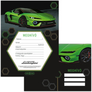 Ars Una: 10-teiliges Einladungskarten-Set mit grünem Lamborghini-Motiv und Umschlägen