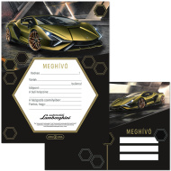 Ars Una: 10-teiliges Einladungsset mit gelbem Lamborghini‑Motiv und Umschlag
