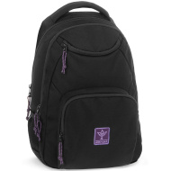 Ars Una: Cordura-Schulrucksack für Mädchen, schwarz-violett, AU-6, 34×45×26 cm