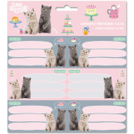 Ars Una: Cute Animals – Tea Party, mit Katzenmotiv, verpackte Heftaufkleber, 3×6 Stück