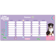 Ars Una: Cute Animals - Aussie, einblattiger, beidseitig bedruckter Stundenplan