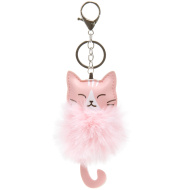Ars Una: Tasche mit Pompon - rosa Katze