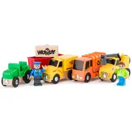 Baufahrzeuge 8-teiliges Fahrzeugset mit Figur - Woodyland