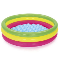 Bestway: Swim Squad™ aufblasbares, buntes Planschbecken mit drei Ringen Ø 102 x 25 cm