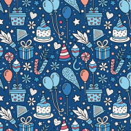 Blaues Geschenkpapier mit Geschenkmotiv, 100 × 70 cm