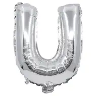 Buchstabenförmiger Folienballon in Silber – Buchstabe U, 32 cm