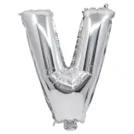 Buchstabenförmiger Folienballon in Silber – Buchstabe V, 32 cm