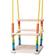 Bunte Holzschaukel mit Rückenlehne - Woodyland