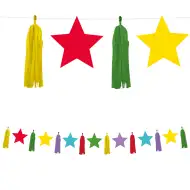 Bunte Sternengirlande mit Quasten