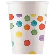 Bunte gepunktete Papierbecher, 8er-Set, 200 ml