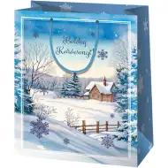 Cardex: Große Geschenktasche mit verschneiter Landschaft, Weihnachten, 26x13x33 cm