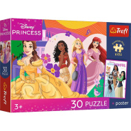 Disney-Prinzessinnen 30-teiliges Premium-Plus-Kinderpuzzle mit Poster - Trefl