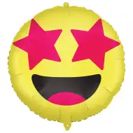 Emoji-Folienballon – Lächelndes Gesicht mit Sternaugen 46cm