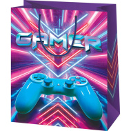 Exklusive große Geschenktasche mit Gamer‑Motiv, 26 × 13 × 33 cm