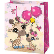 Exklusive, mit Giraffenmuster versehene, mittelgroße Geschenktasche, 18 x 23 x 10 cm