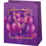 Exklusive mittelgroße Geschenktasche mit lila Luftballonmuster, 18 x 23 x 10 cm