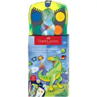 Faber-Castell: Connector 12-teiliges Wasserfarben-Set mit zusammensteckbaren Paletten, mit Dinosaurier-Motiv