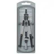 Faber-Castell: Schnellverstellbarer Zirkel-Set mit Universaladapter – in Silber