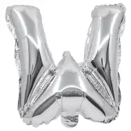 Folienballon in Buchstabenform in Silber – Buchstabe W, 32 cm