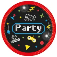 Gamer-Party-Motiv Pappteller 8er-Set 23cm