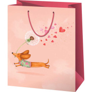 Geschenktasche in Standardgröße mit Dackel-Motiv, 11 x 6 x 14 cm