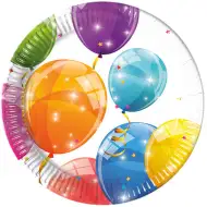 Glänzende Luftballon-Pappteller 8er-Set