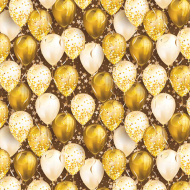 Gold-weißes Geschenkpapier mit Luftballons 100 × 70 cm