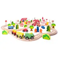 Holzeisenbahn-Set mit Brücke und Haltestelle - Woodyland