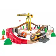 Holzeisenbahn-Set mit Kran - Woodyland