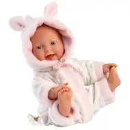 Llorens: Mädchen-Baby-Puppe in weichem Storchmuster-Schlafanzug 31cm