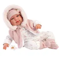 Llorens: Tina 44cm Neugeborenenpuppe in rosa Kapuzenweste