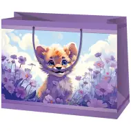 Löwenjunges mit Blumen lila mittlere exklusive Geschenktasche 18x10x23cm