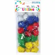 Luna: Bunte Pompons 15mm kreative Dekoration 60 Stück Packung