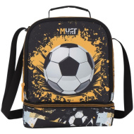 Luna: Must Team thermoisolierte Lunch-Tasche mit Fußballmuster, 2 Fächer, 22 x 16 x 28 cm