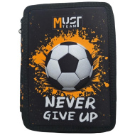Must: Gefülltes, zweistöckiges Federmäppchen mit Fußballmuster 15 × 5 × 21 cm
