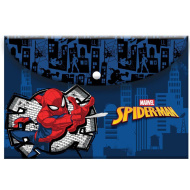 Must: Mappe mit Spider-Man‑Motiv und Druckknopfverschluss im A4‑Format.