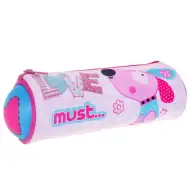 Must: Rosa zylindrische Federmappe mit Hundemotiv 20x8cm