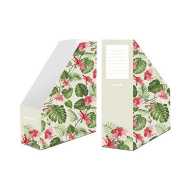 Nebulo: Dokumentenhalter „Papucs“, faltbar aus Papier, Tropic mit Blumen‑ und Blattmuster