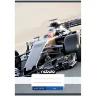 Nebulo: Geheftetes, kariertes Heft mit Rennwagenmuster, 20-32 Blatt, A/5