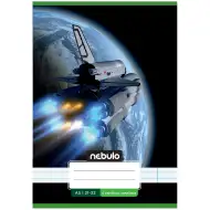 Nebulo: Geheftetes liniertes Schulheft mit Spaceshuttle-Muster für die 4. Klasse, 21-32, A5