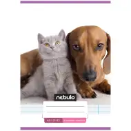 Nebulo: Geklammerte liniertes Schulheft für die 4. Klasse mit Dackel- und grauem Katzenmuster, Format 21-32 A/5