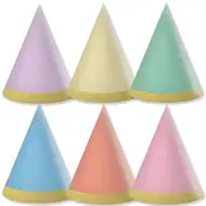 Pastellfarbene Mini-Partyhüte 6er-Set