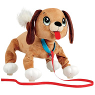 Peppy Pups: Brauner Plüschhund mit Leine 28 cm